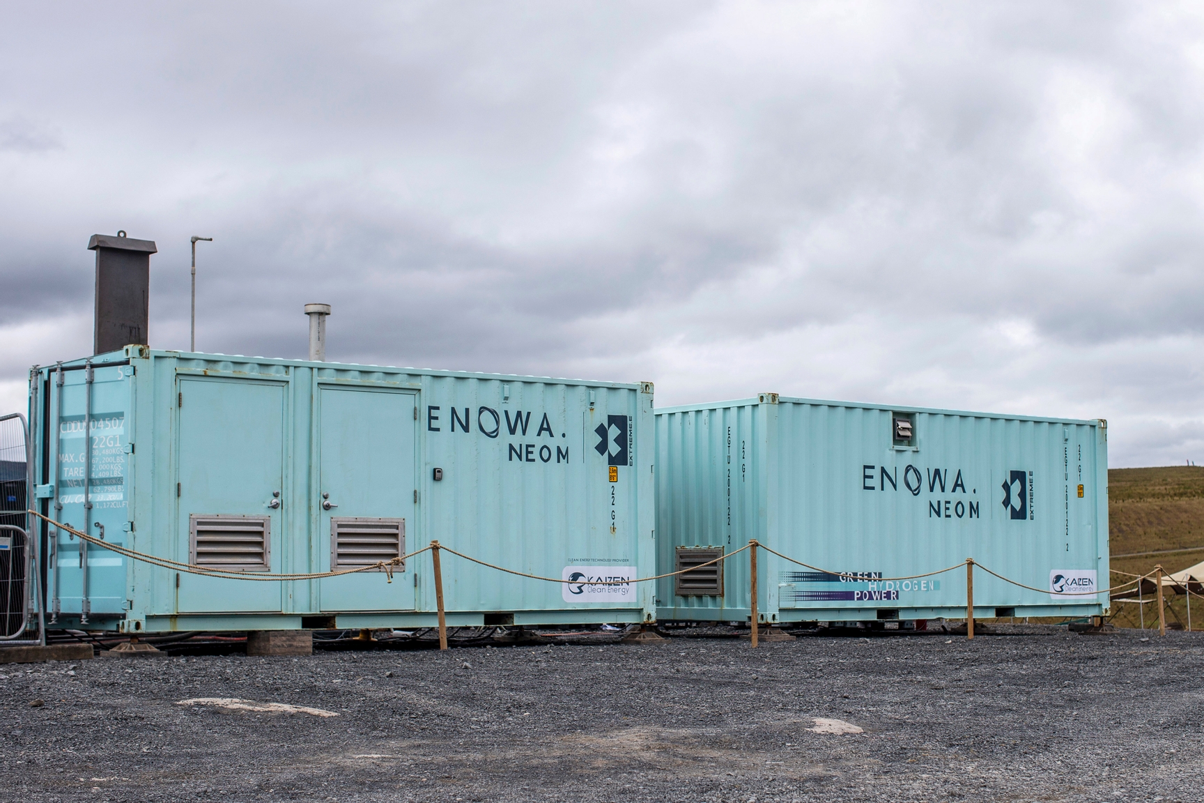 DUMFRIES AND GALLOWAY JULY 11: Enowa NEOM hydrogen power generators during the Hydro X-Prix on July 11, 2024 in Dumfries and Galloway. (Photo by Dom Romney / LAT Images)