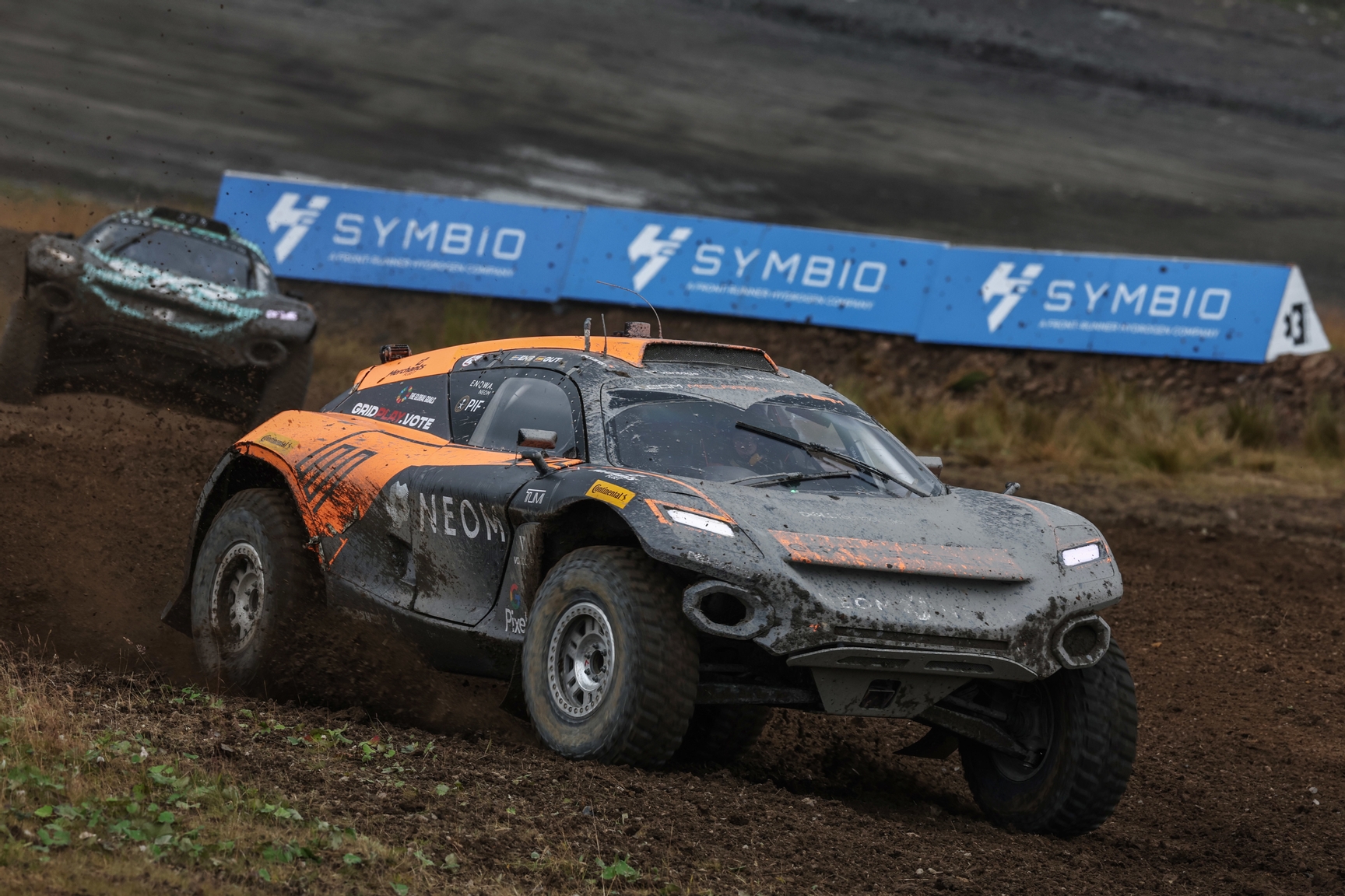 DUMFRIES AND GALLOWAY JULY 14: Cristina Gutierrez (ESP) / Mattias Ekstrom (SWE), NEOM McLaren Extreme E during the Hydro X-Prix on July 14, 2024 in Dumfries and Galloway. (Photo by Alastair Staley / LAT Images)