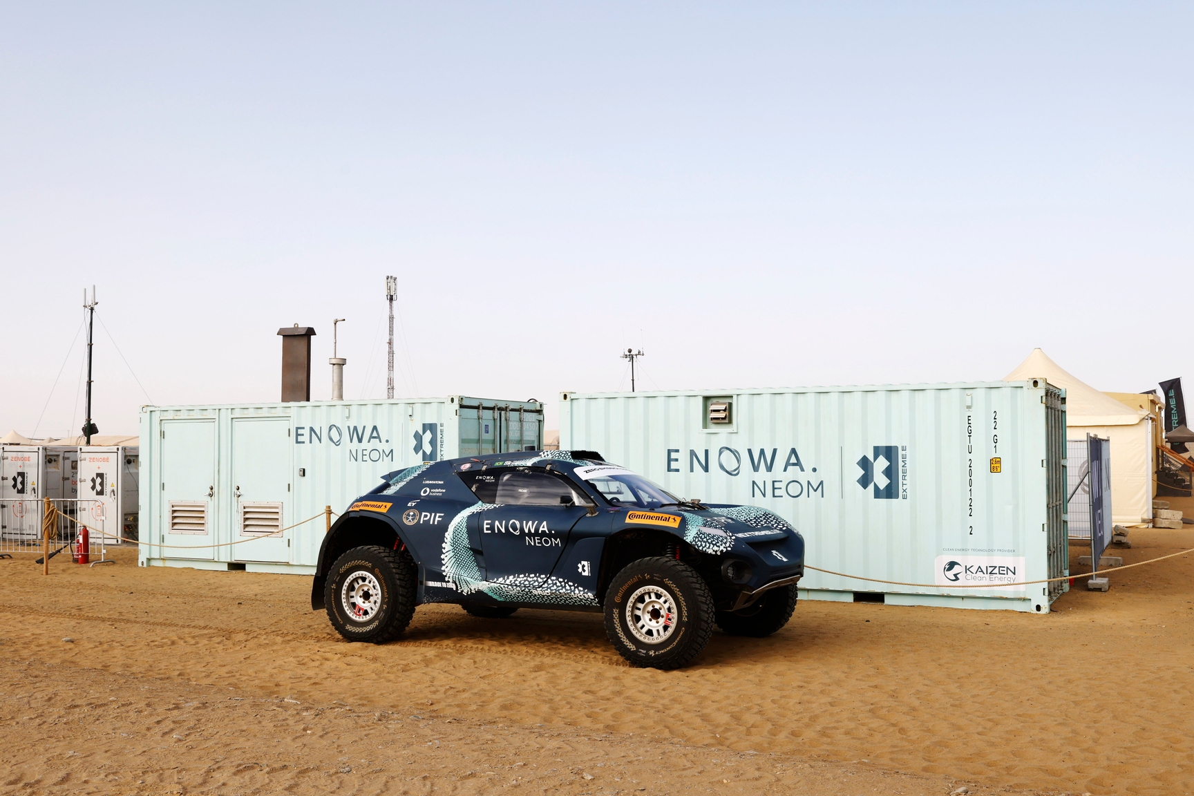 FEBRUARY 16: The Enowa Neom car next to the Enowa Neom fuel cell during the Saudi Arabia on February 16, 2024. (Photo by Andrew Ferraro / LAT Images)