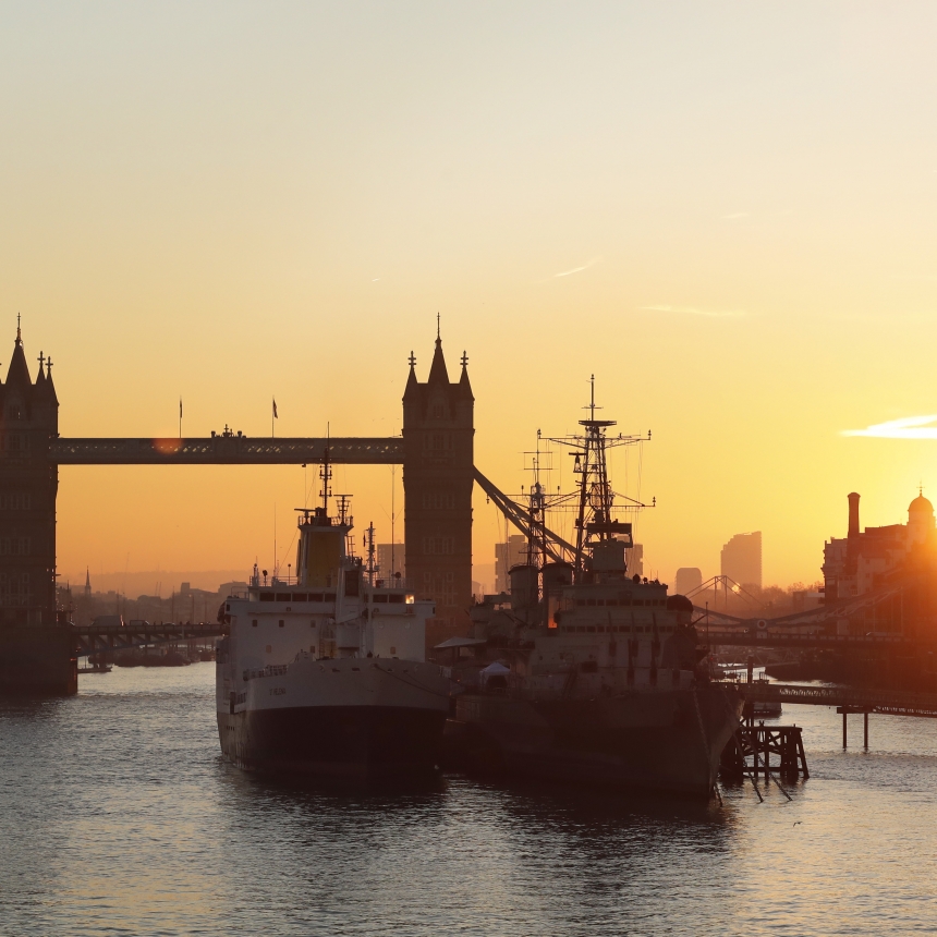 LONDON, ENGLAND - JANUARY 31: The RMS St Helena is docked on the Thames for the Global Launch of Extreme E, at HMS Belfast on January 31, 2019 in London, England. The vessel is to be transformed into a floating paddock for the new motorsport series which will see electric SUVs racing in some of the worlds most extreme locations. (Photo by Luke Walker/Getty Images for Extreme E)